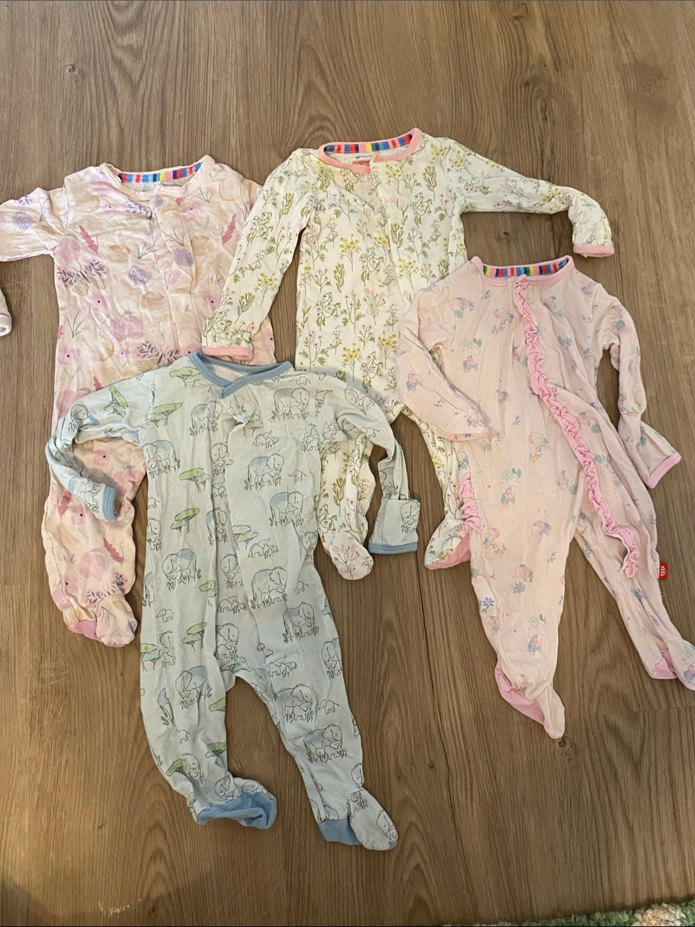 Magnetic Me Baby Footed One-Piece Sleepers - Pink, Blue, Cream, White